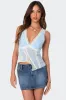 Chiffon & Lace Sheer Asymmetric Top sold by Edikted