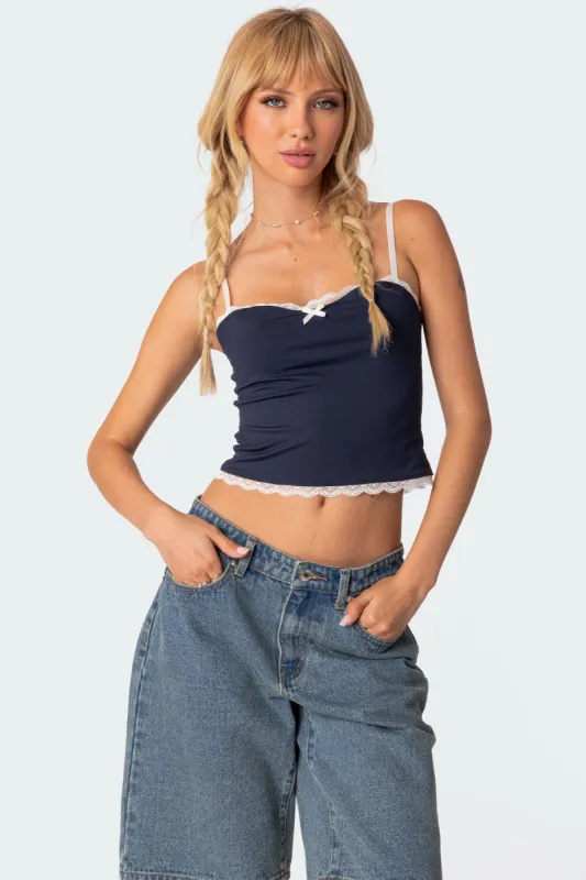 Alara Lace Trim Tank Top sold by Edikted