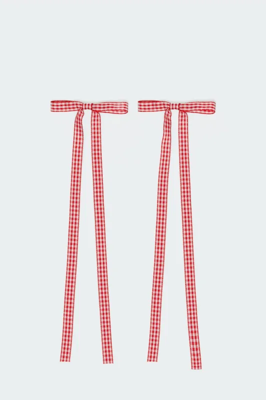 Gingham Bow Hair Clip Set sold by Edikted