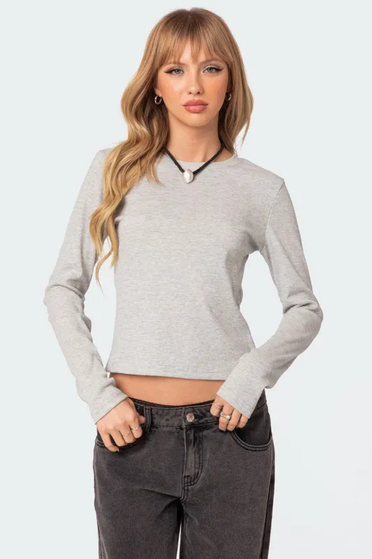 Marny Long Sleeve Waffle Top sold by Edikted