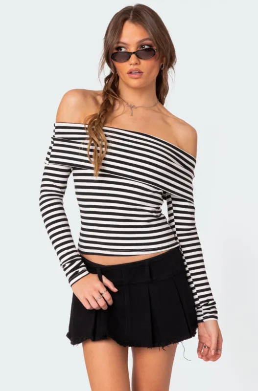 Striped Fold Over Top sold by Edikted
