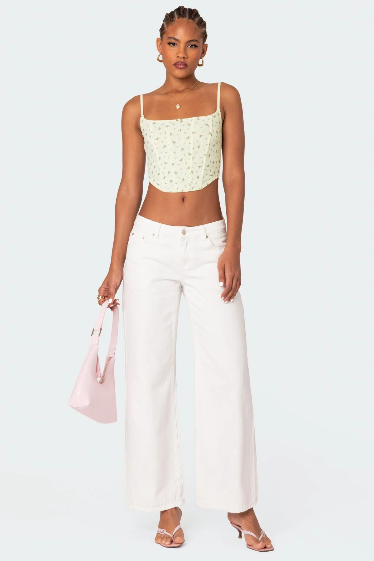 Rosey Printed Pointelle Corset sold by Edikted product image thumbnail 2