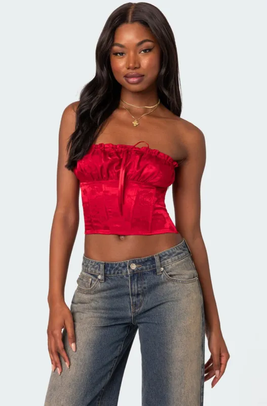 Elaine Satin Effect Corset sold by Edikted