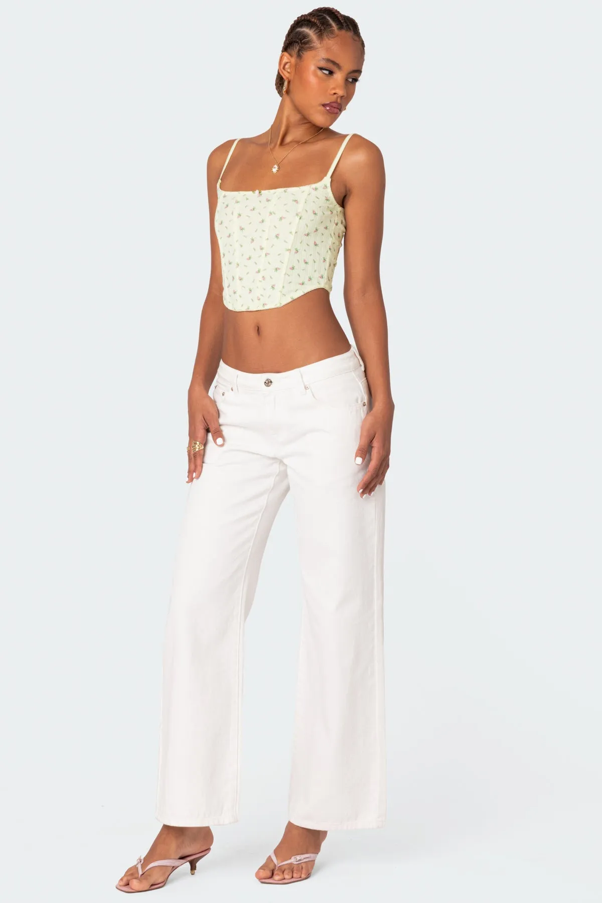 Rosey Printed Pointelle Corset sold by Edikted product image thumbnail 3