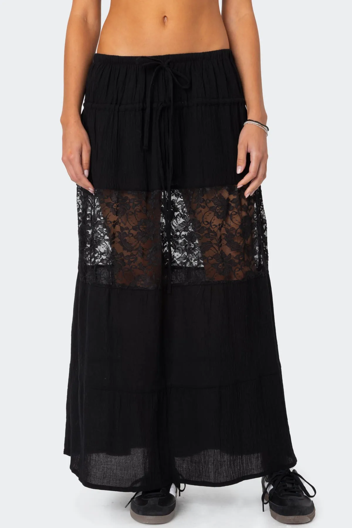 Double Tie Lace Panel Maxi Skirt sold by Edikted product image thumbnail 2