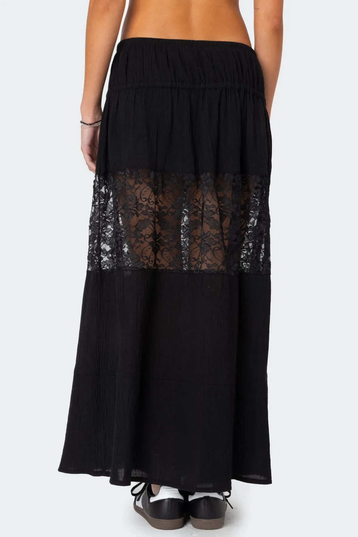 Double Tie Lace Panel Maxi Skirt sold by Edikted product image thumbnail 4