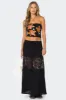 Double Tie Lace Panel Maxi Skirt sold by Edikted