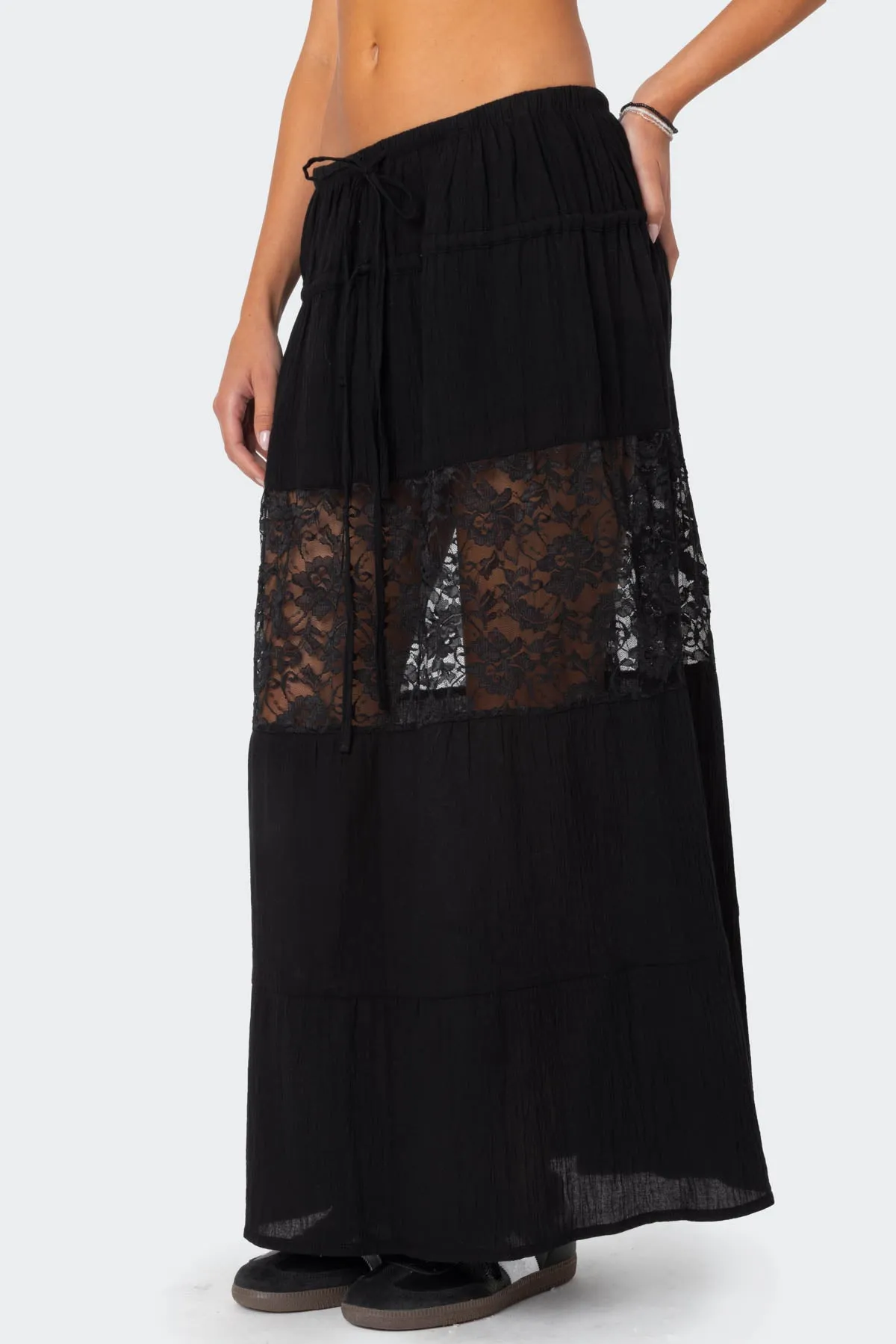 Double Tie Lace Panel Maxi Skirt sold by Edikted product image thumbnail 3