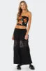 Double Tie Lace Panel Maxi Skirt sold by Edikted