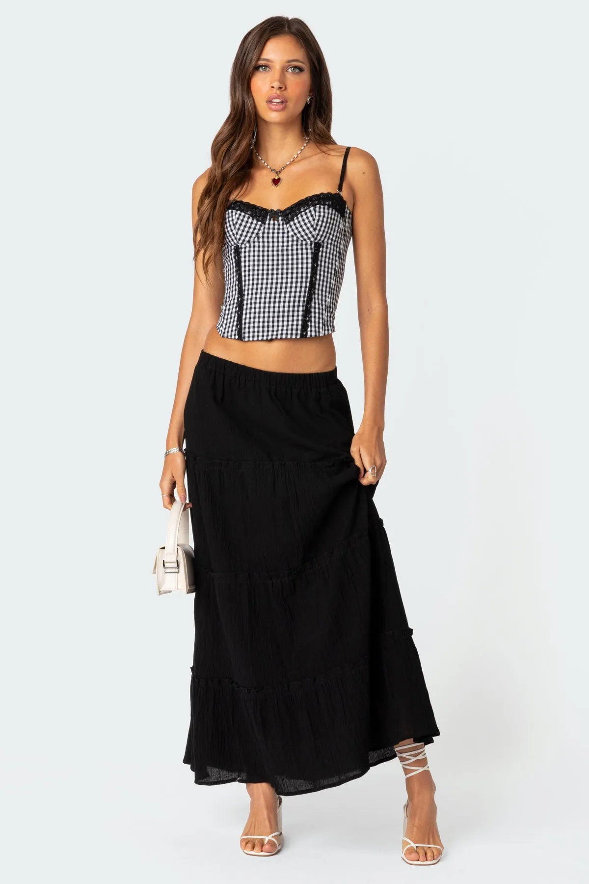Gingham Lace Up Cupped Corset sold by Edikted product image thumbnail 5