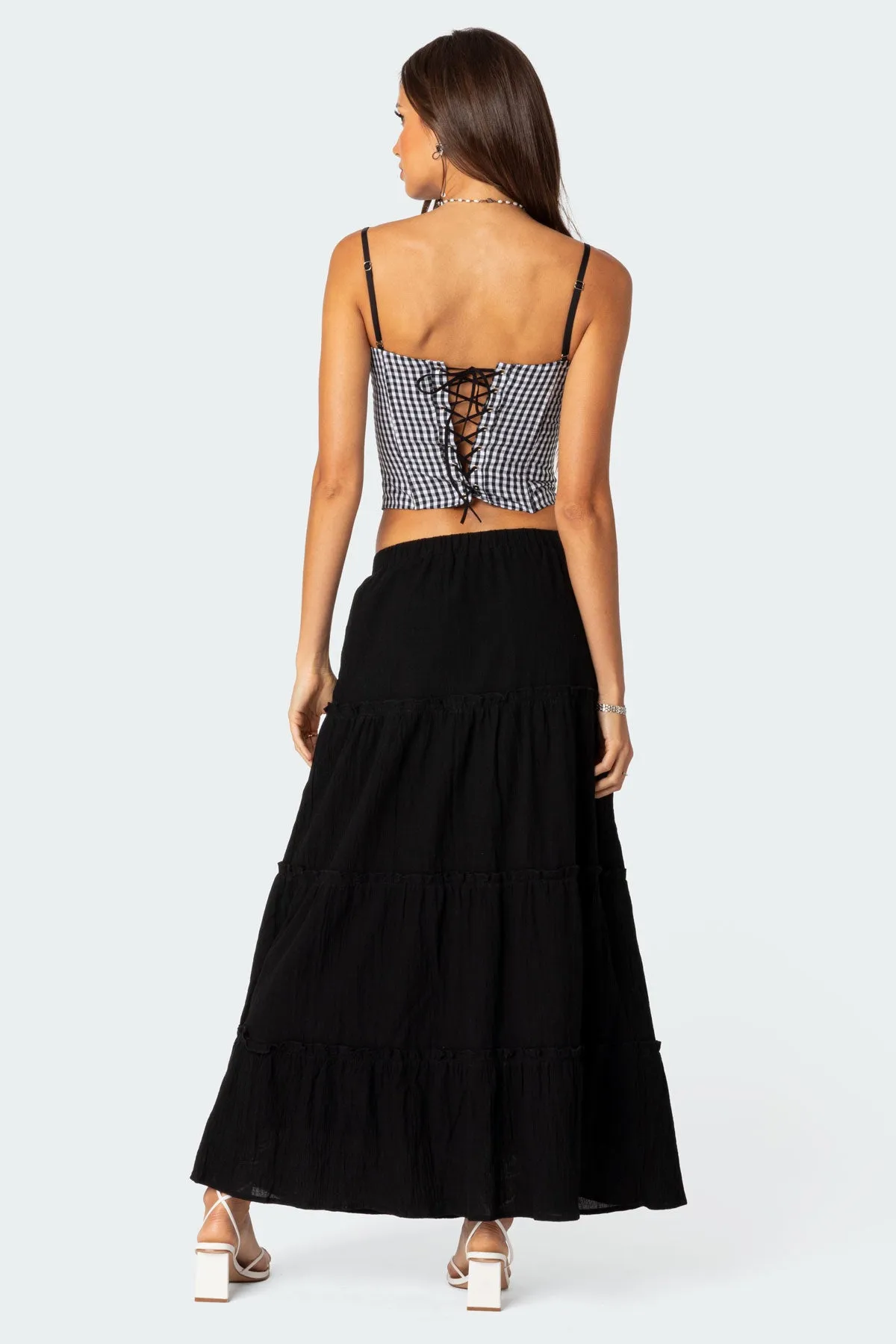 Gingham Lace Up Cupped Corset sold by Edikted product image thumbnail 2