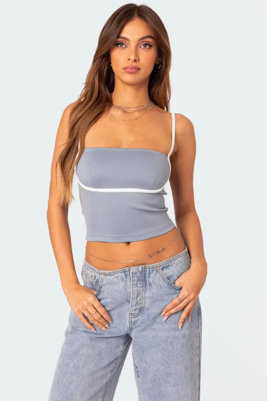 Yang Contrast Strap Tank Top sold by Edikted