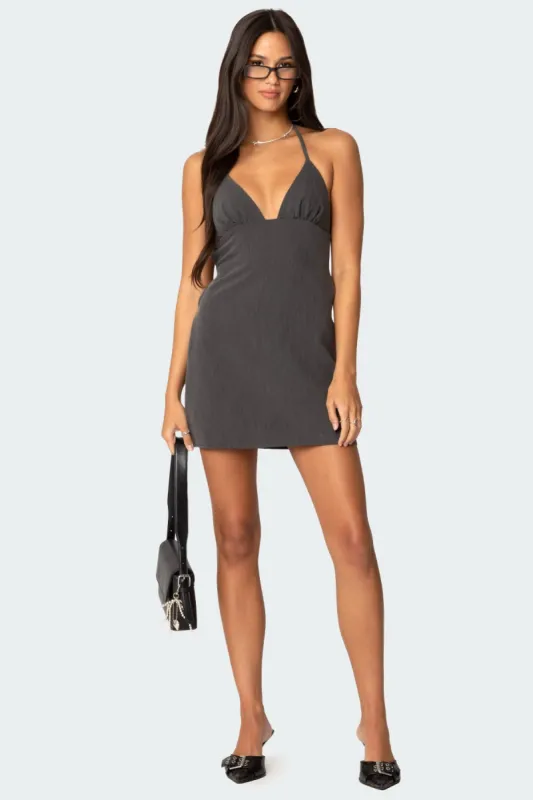 Tie Back Halter Mini Dress sold by Edikted