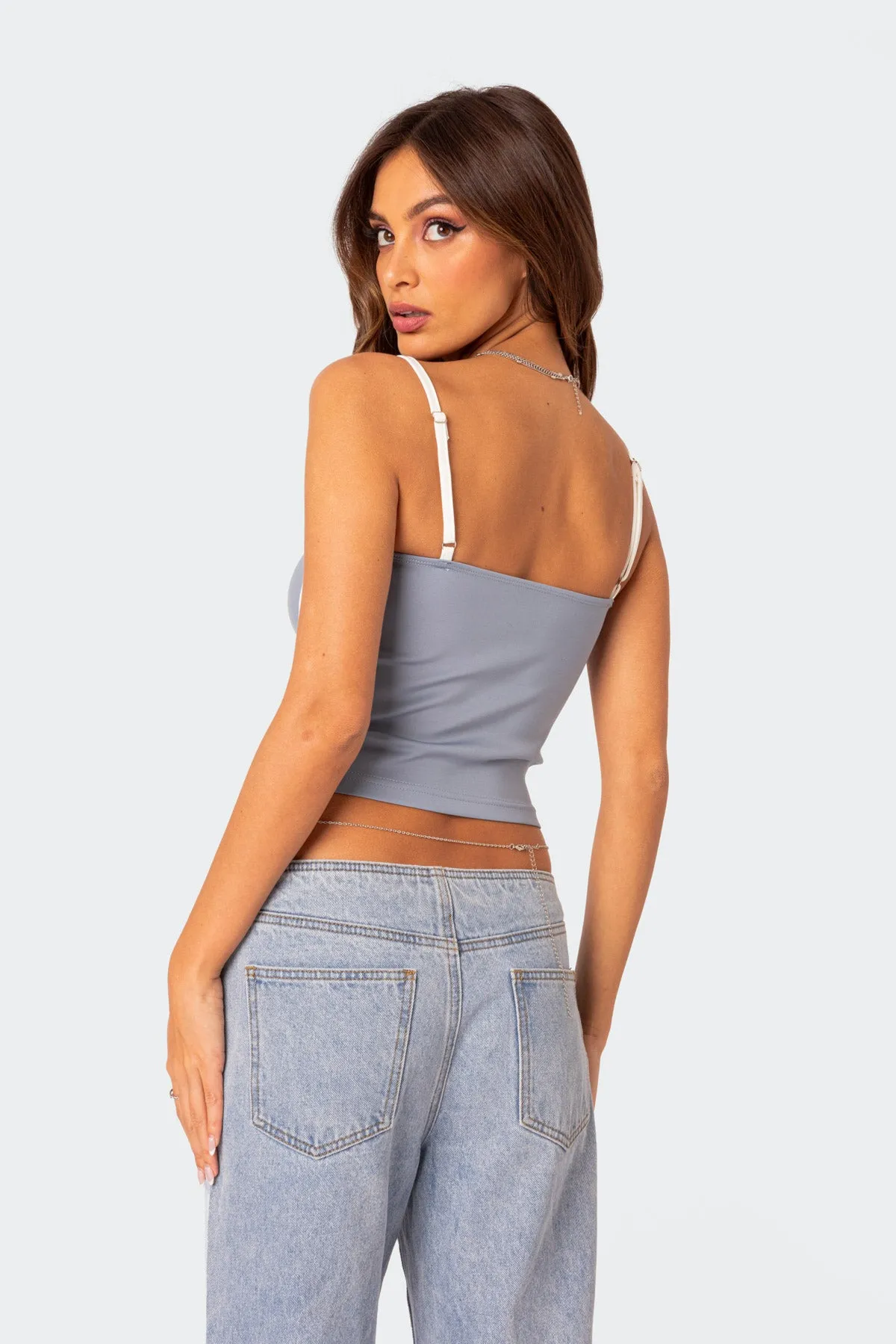 Yang Contrast Strap Tank Top sold by Edikted product image thumbnail 5