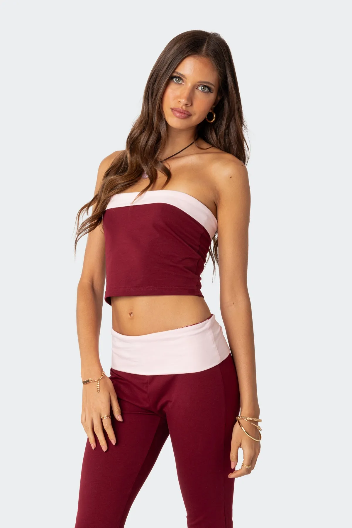 Contrast Fold Over Tube Top sold by Edikted product image thumbnail 3