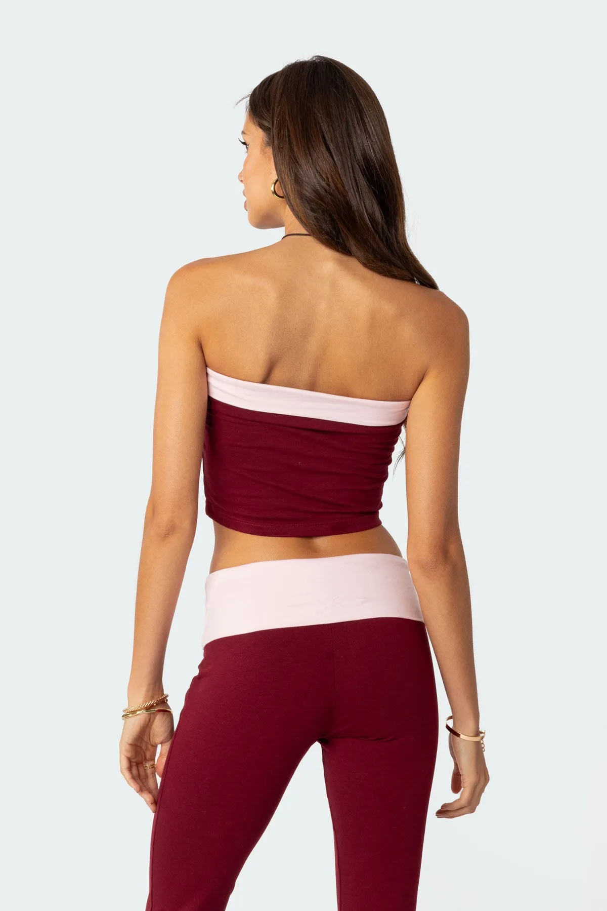Contrast Fold Over Tube Top sold by Edikted product image thumbnail 5