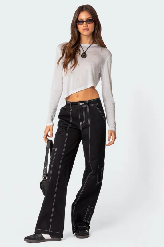 Helen Low Waist Cargo Pants sold by Edikted