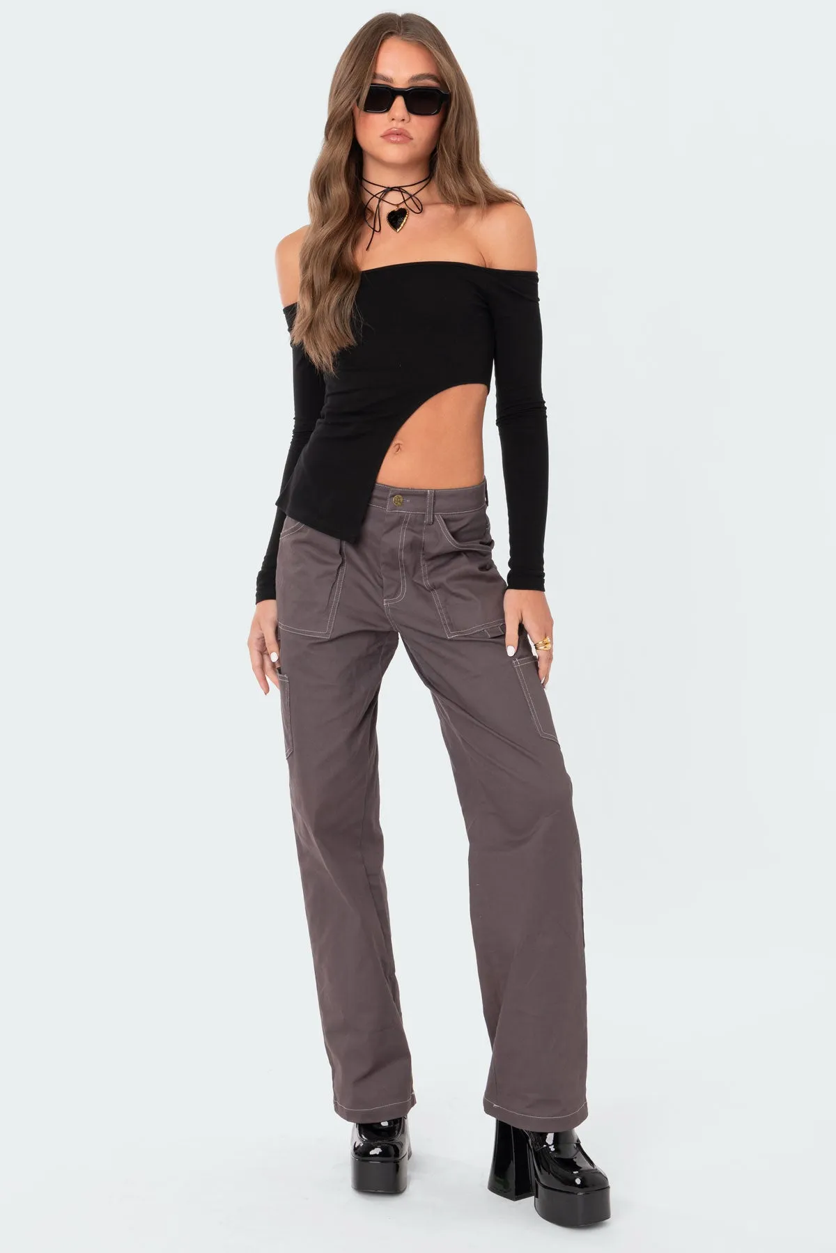 Helena Asymmetric Off The Shoulder Top sold by Edikted product image thumbnail 3