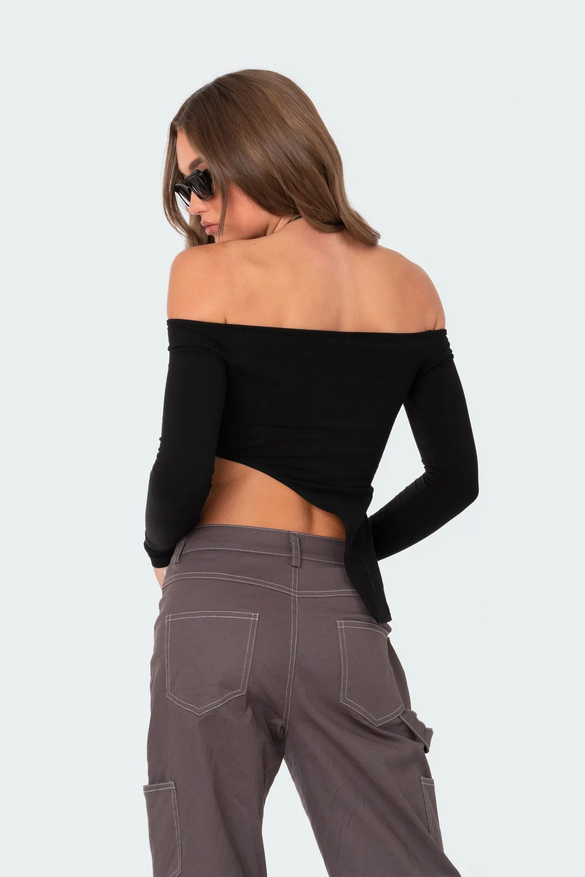 Helena Asymmetric Off The Shoulder Top sold by Edikted product image thumbnail 5