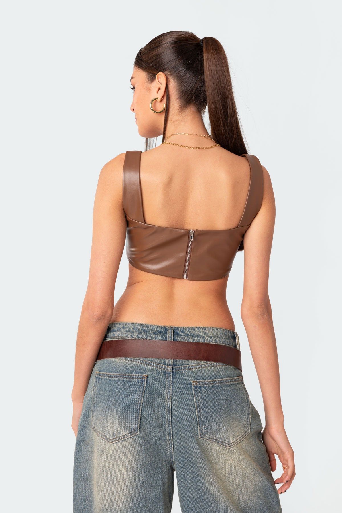 Midnight Faux Leather Crop Top sold by Edikted product image thumbnail 4