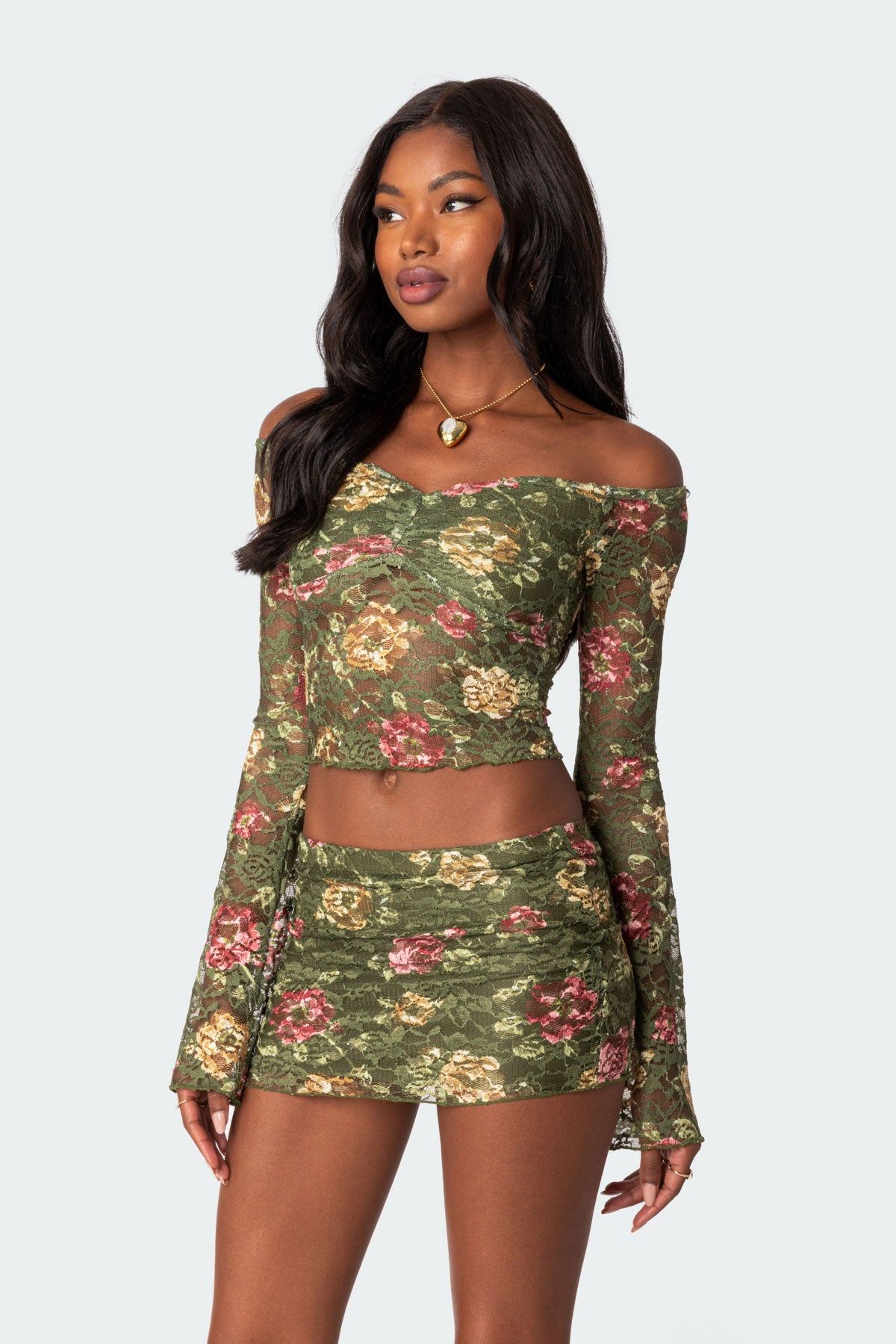 Orchard Printed Sheer Lace Top sold by Edikted product image thumbnail 4