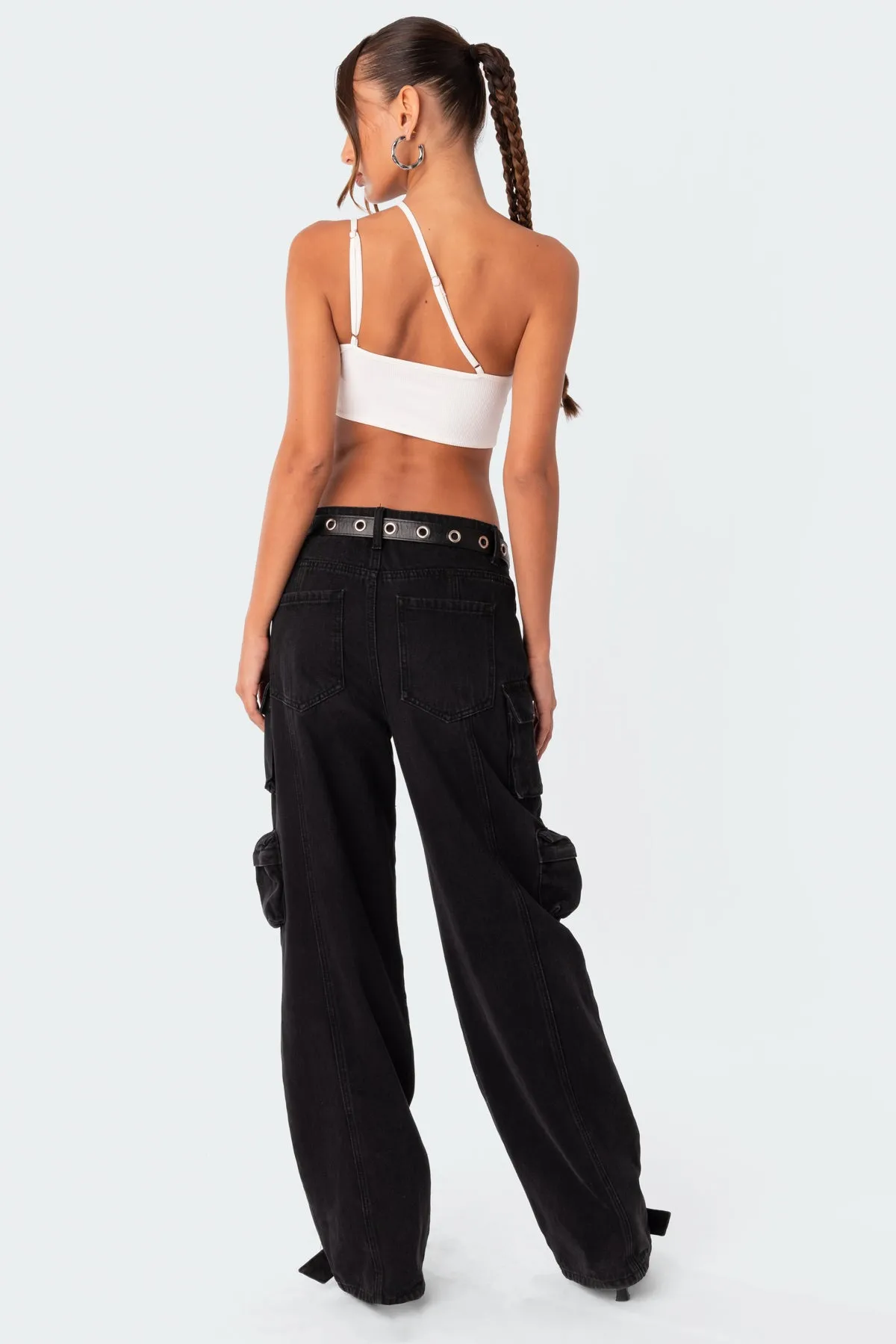 Asymmetrical Ribbed Cut Out Crop Top sold by Edikted product image thumbnail 4