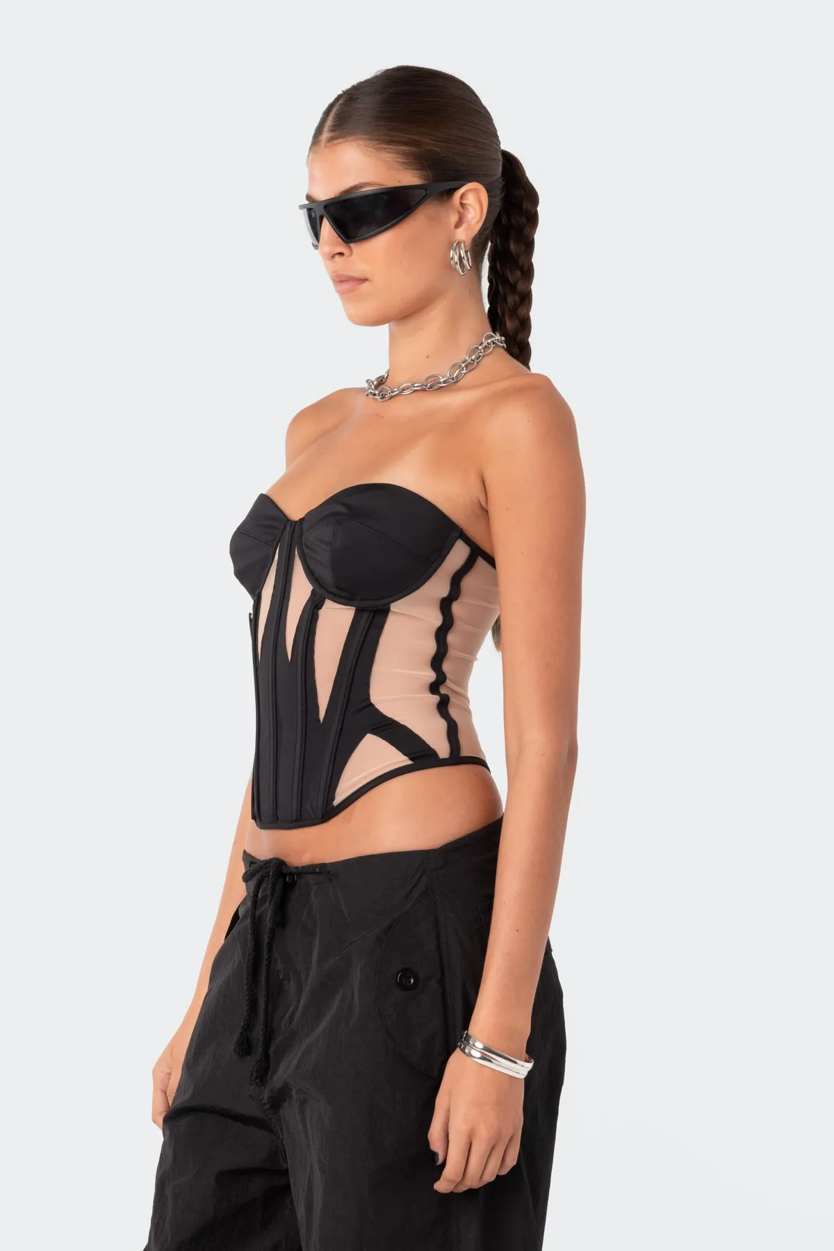 Galaxy Cupped Mesh Corset sold by Edikted product image thumbnail 4