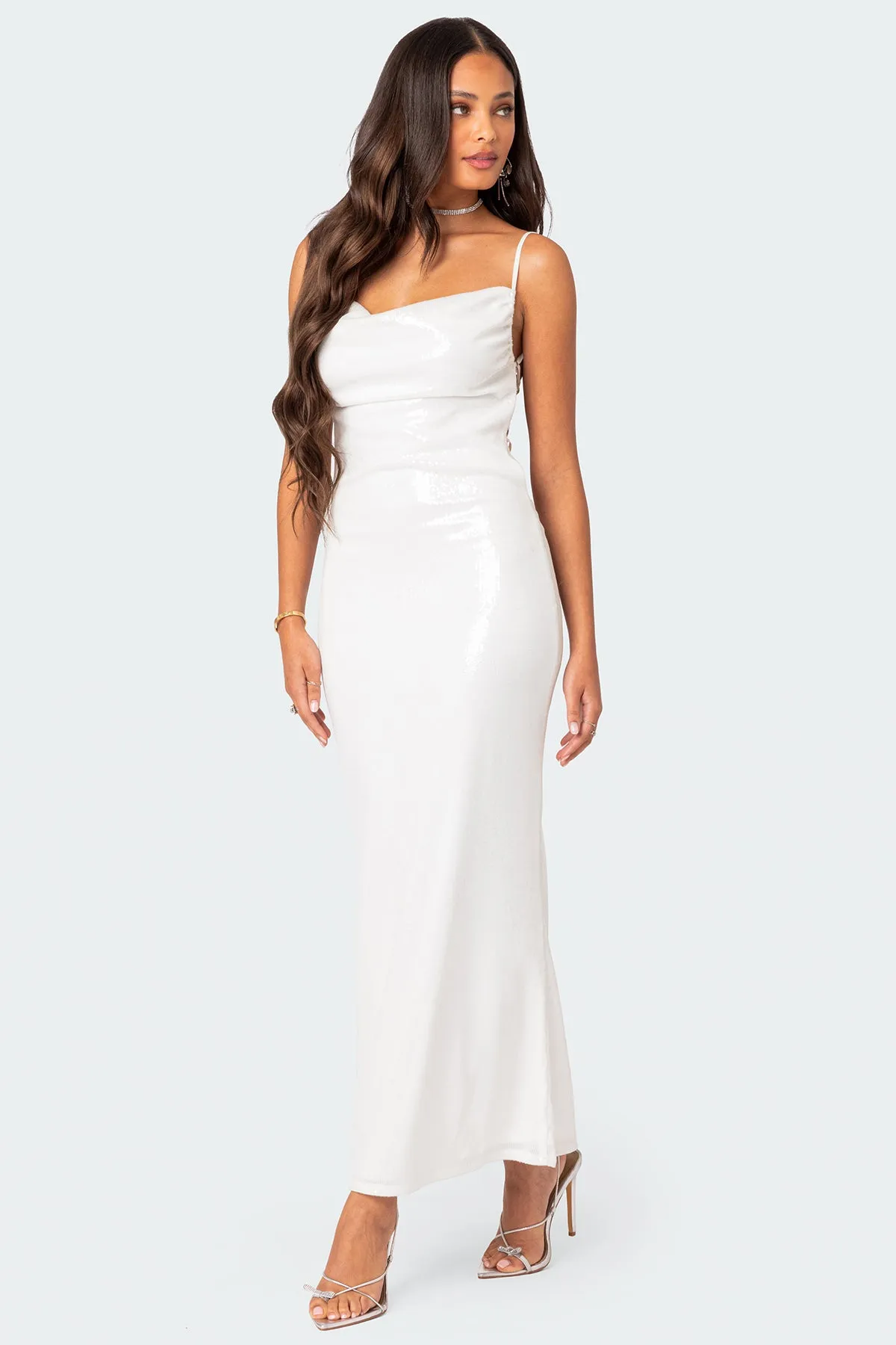 Nellie Sequin Open Back Maxi Dress sold by Edikted product image thumbnail 3