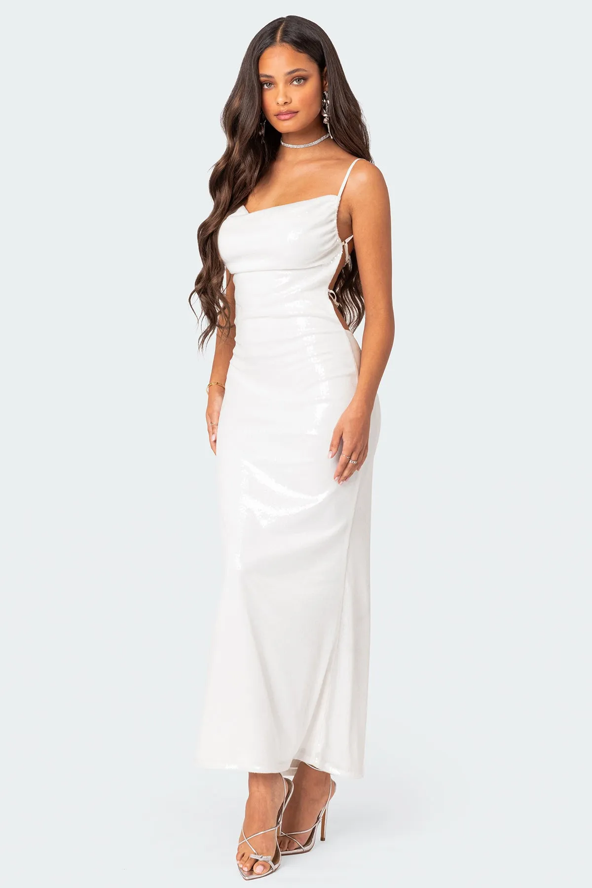 Nellie Sequin Open Back Maxi Dress sold by Edikted product image thumbnail 5