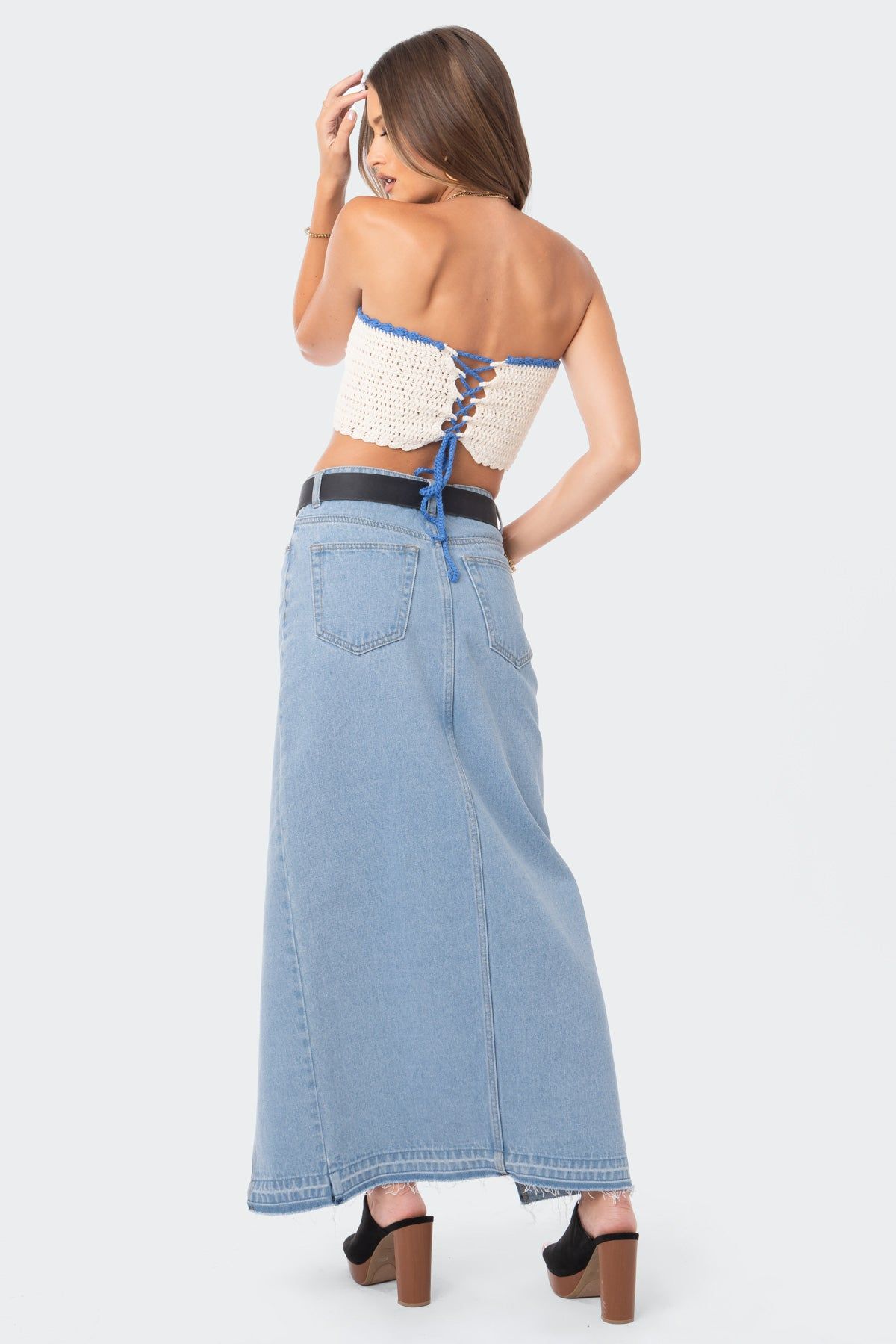 Back Tie Crochet Top sold by Edikted