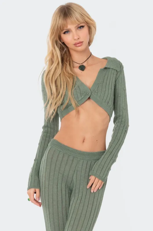 Harley Knitted Crop Top sold by Edikted