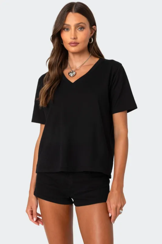 Loose Fit V Neck T Shirt sold by Edikted