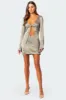 Satin Tie Front Cut Out Mini Dress sold by Edikted