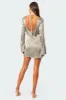 Satin Tie Front Cut Out Mini Dress sold by Edikted