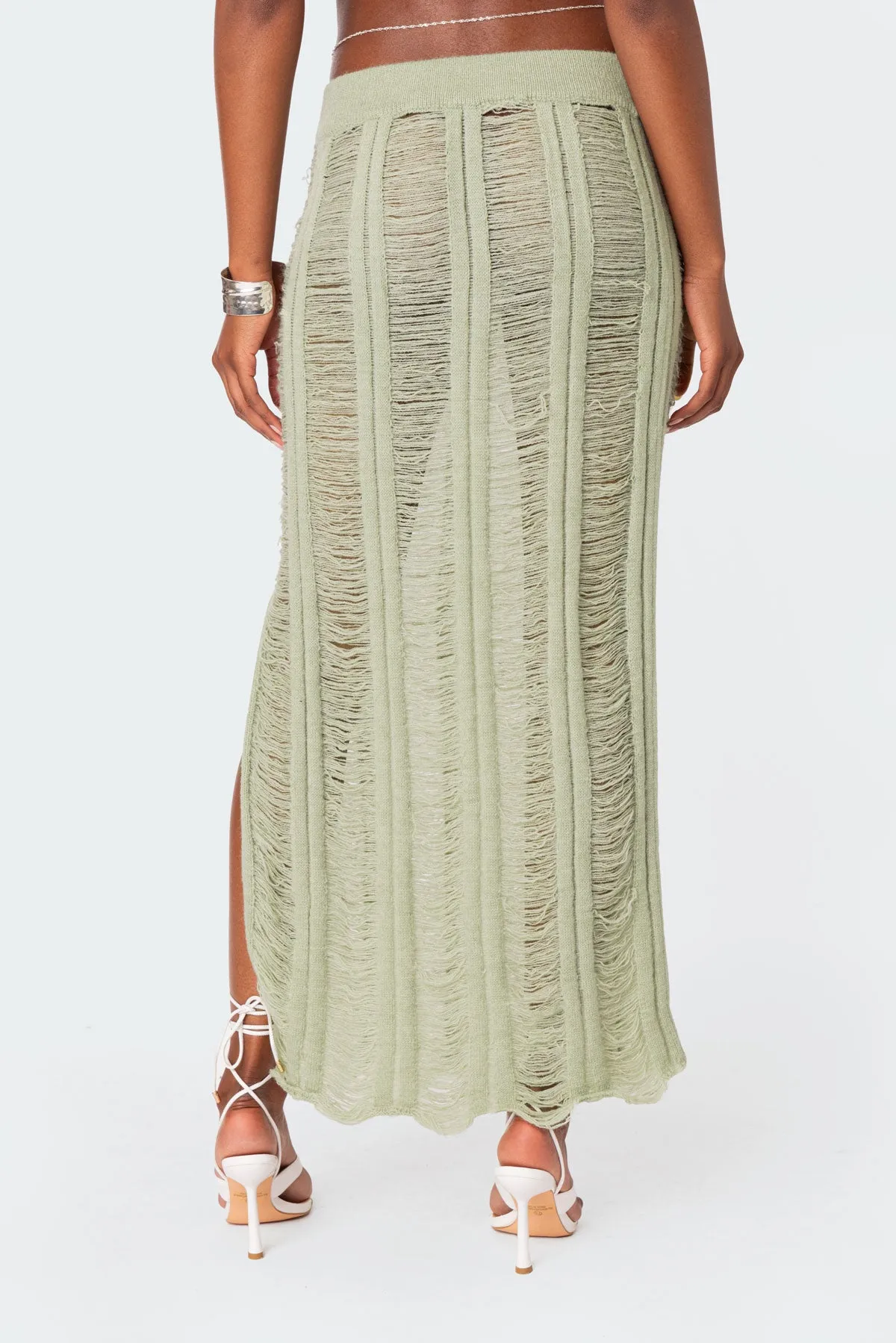 Ophelia Distressed Knit Maxi Skirt sold by Edikted product image thumbnail 5