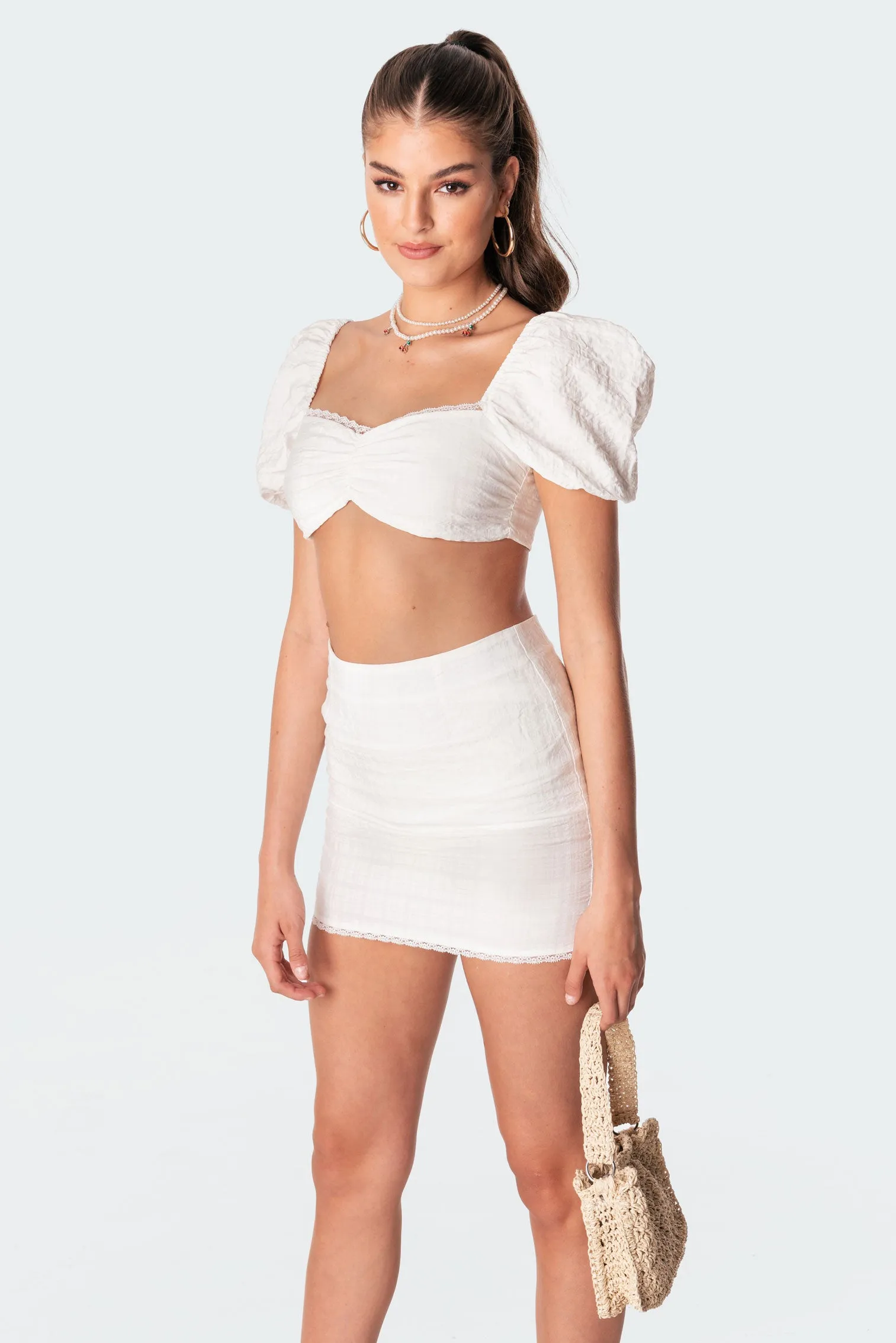 Romy Linen Look Crop Top sold by Edikted product image thumbnail 4