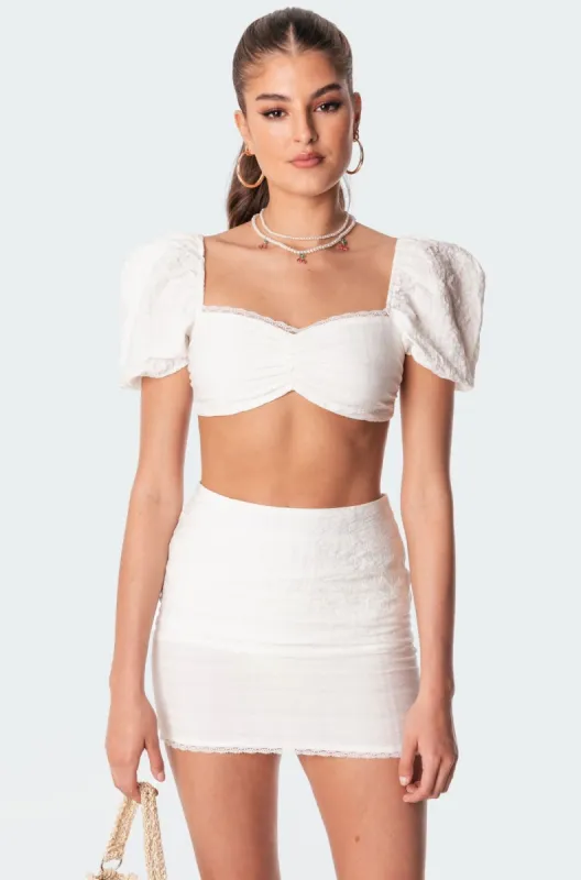 Romy Linen Look Crop Top sold by Edikted