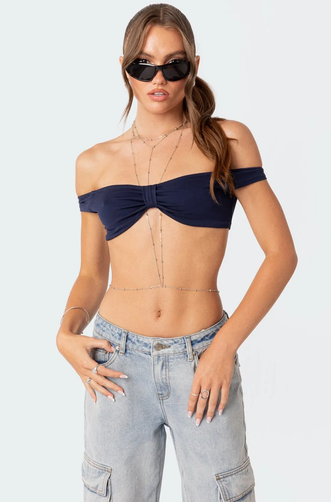 Renata Off Shoulder Crop Top sold by Edikted