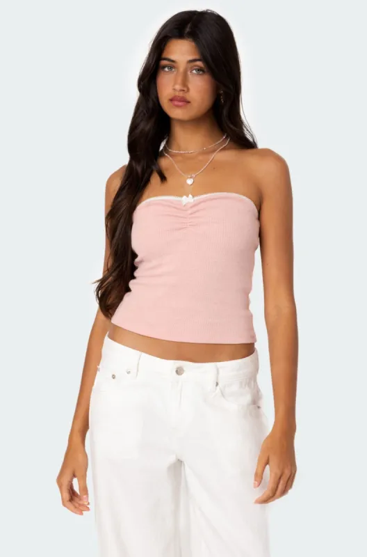 Kacey Strapless Waffle Top sold by Edikted