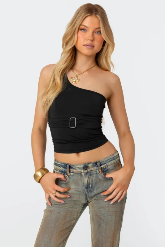 Belted One Shoulder Top sold by Edikted