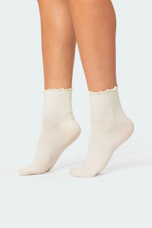 Frilled Hem Socks sold by Edikted