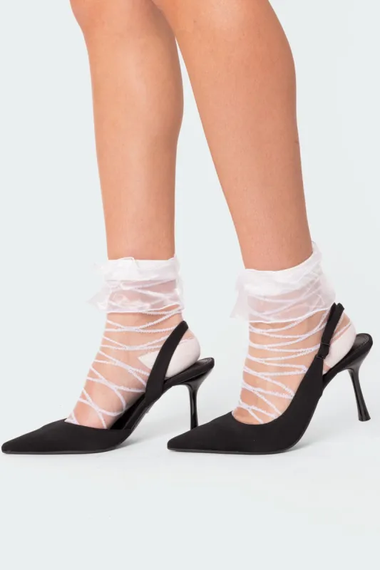 Ruffle Sheer Mesh Socks sold by Edikted