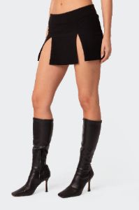 Double Slit Low Rise Mini Skirt sold by Edikted