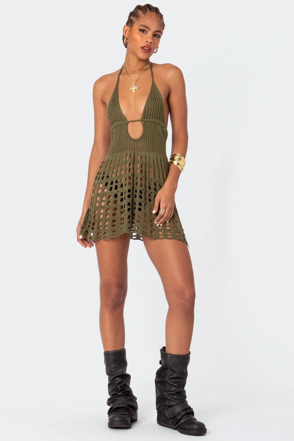 Austin Open Back Crochet Mini Dress sold by Edikted product image thumbnail 2