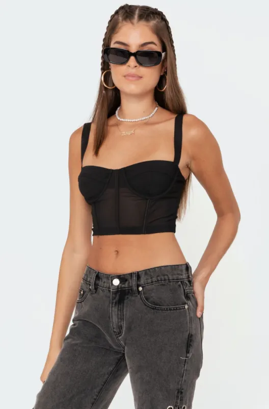 Teagen Mesh Corset Top sold by Edikted