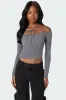 Jane Tie Front Knit Top sold by Edikted