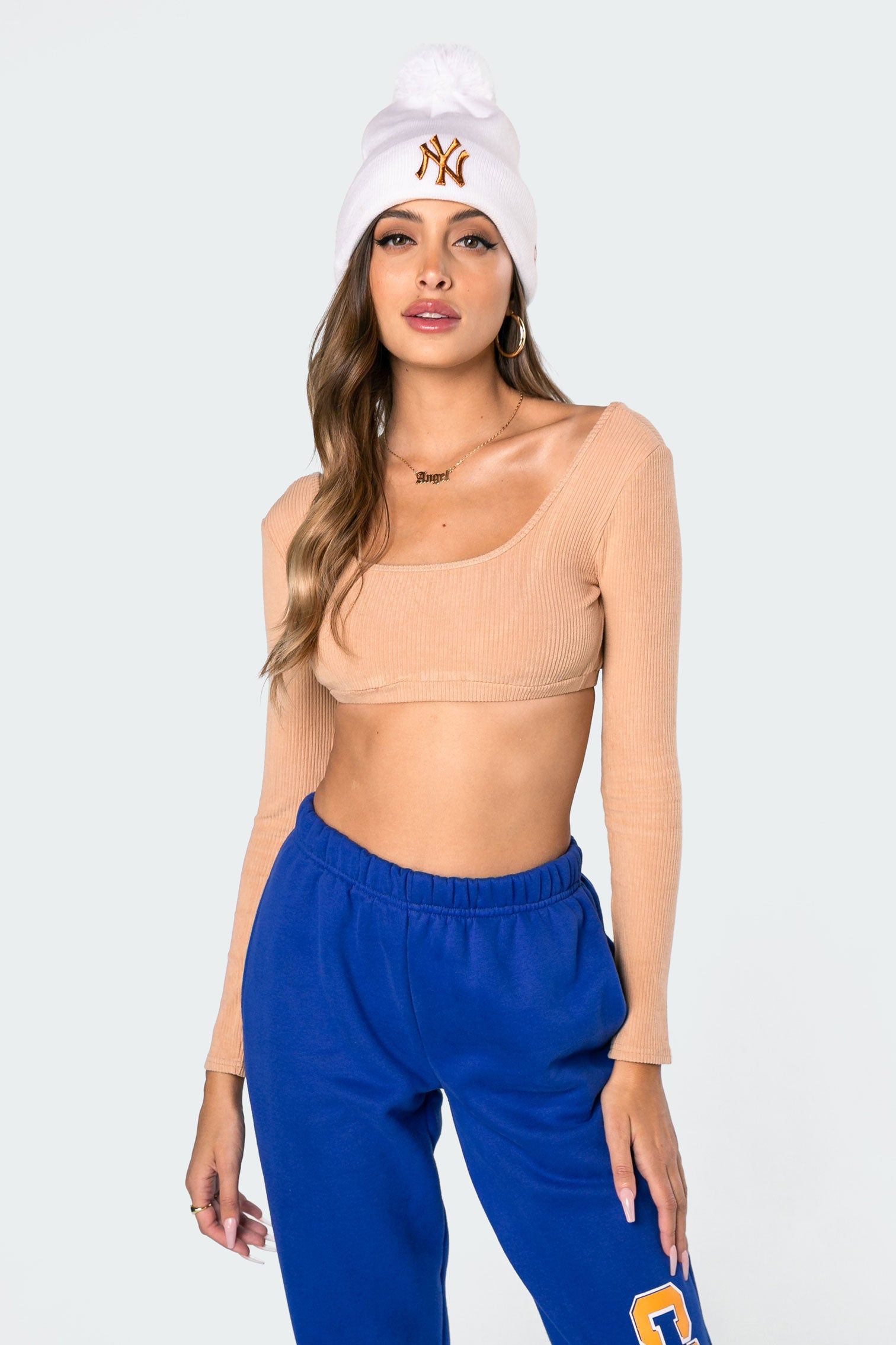 Sydney Ribbed Open Back Crop Top sold by Edikted