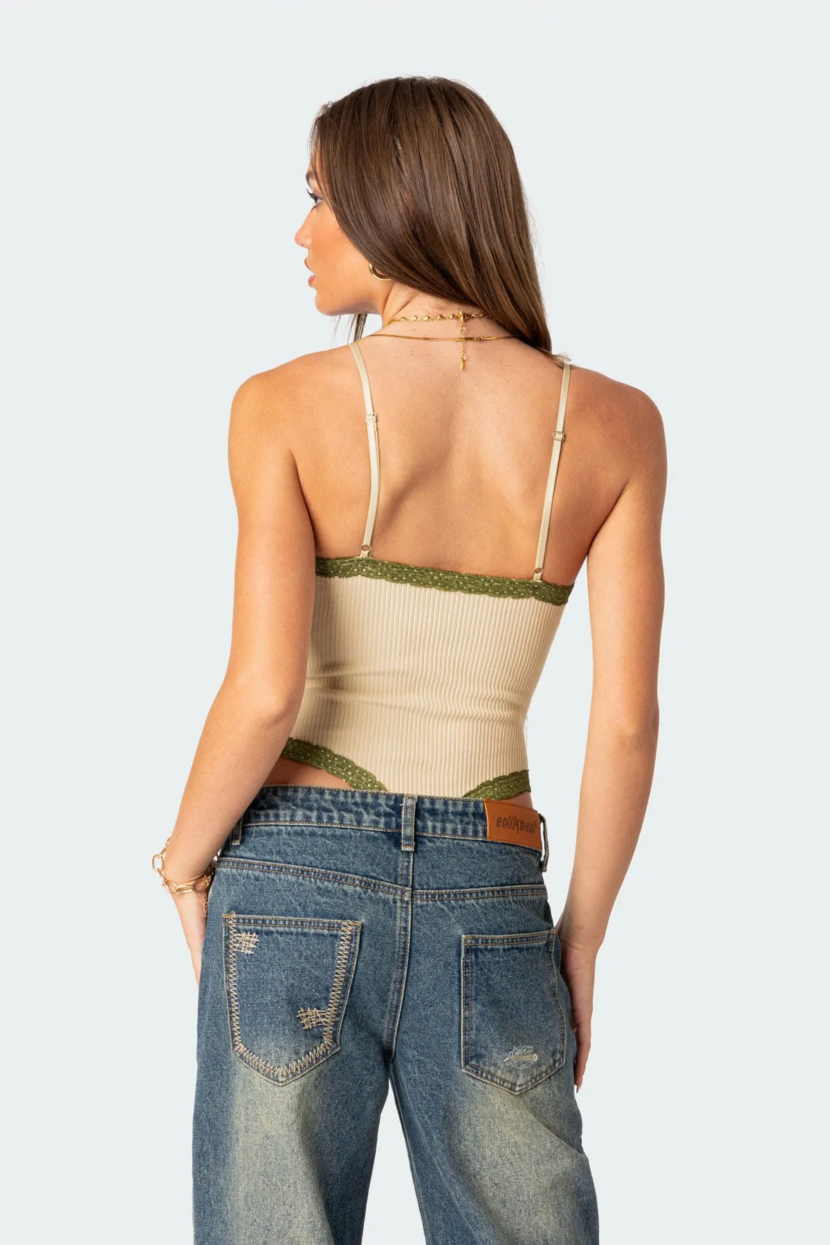 Forest Lacey Ribbed Bodysuit sold by Edikted product image thumbnail 4