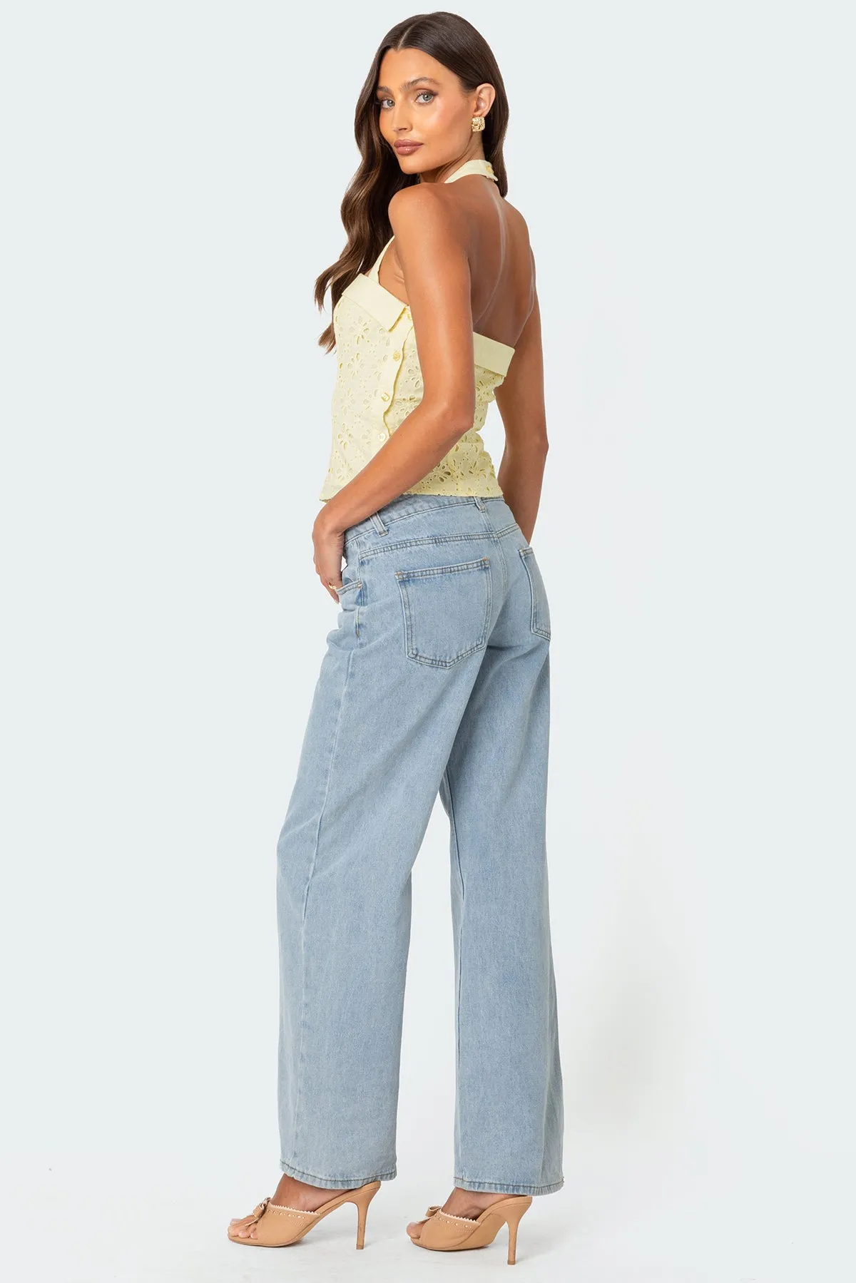 Side Button Eyelet Halter Top sold by Edikted product image thumbnail 2