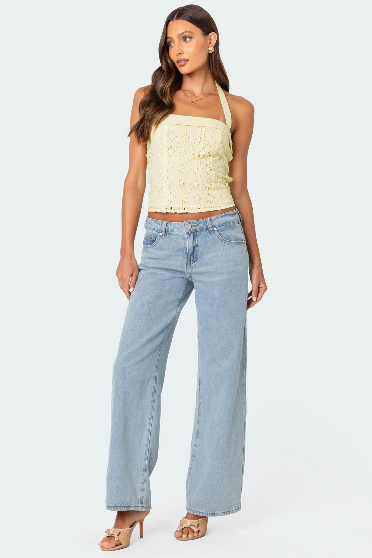 Side Button Eyelet Halter Top sold by Edikted product image thumbnail 5